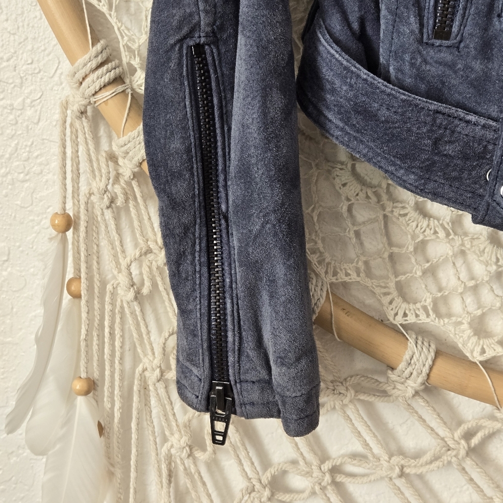 BLANK NYC Blue Suede Moto Jacket - Picture 7 of 12